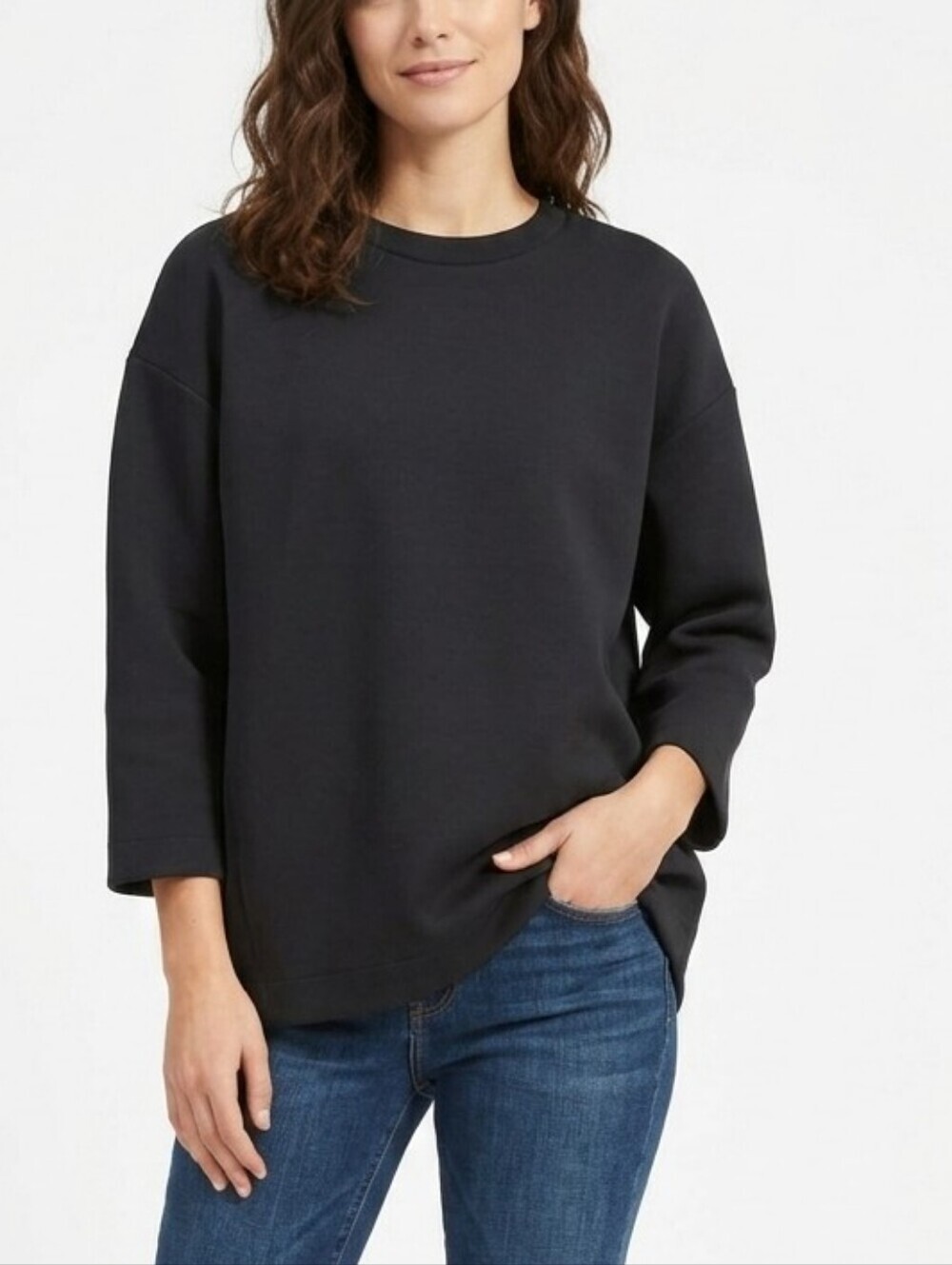 Everlane Black Crewneck scuba knit sweater
